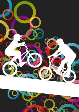 Çocuk aşırı bisikletçi genç ve aktif insanlar silhouett spor