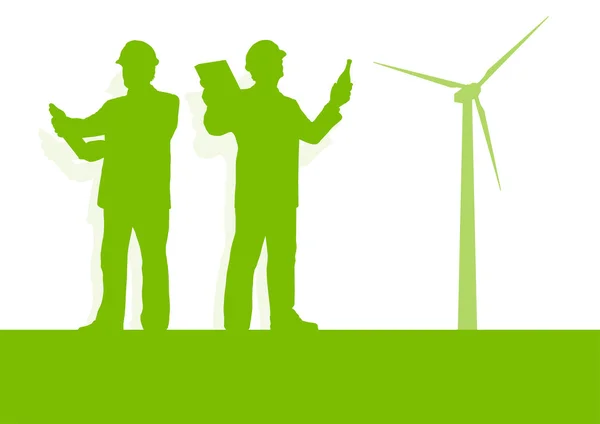 Ingenjör tekniker grön energi wind turbine power generator st — Stock vektor
