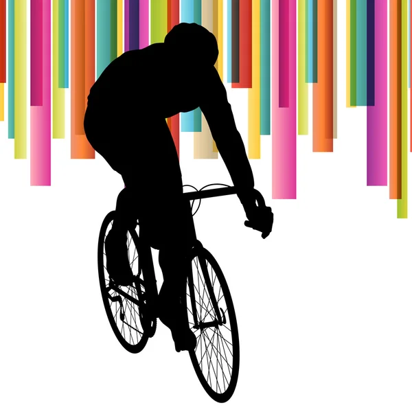 Cyclist in action vector abstract background illustration colorf — Stock Vector