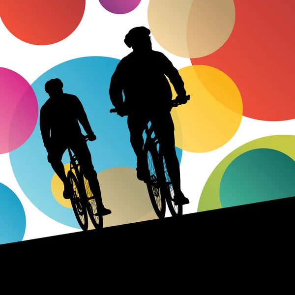 Hombres ciclistas activos ciclistas en abstracto deporte paisaje b — Vector de stock