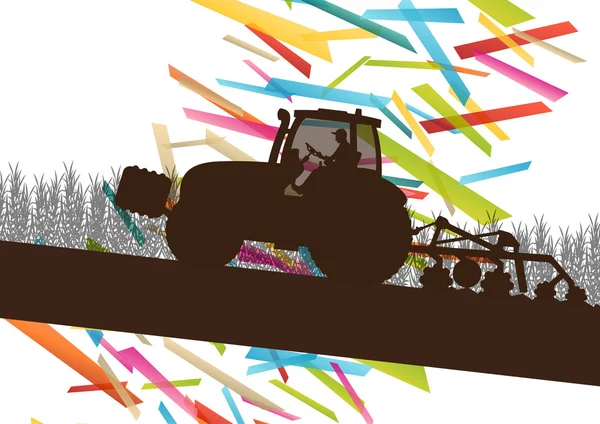 Сільськогосподарська техніка сільськогосподарський трактор Векторні ілюстрації в фармін — стоковий вектор