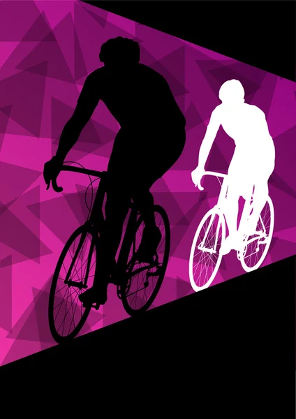 活跃的男性骑自行车自行车车手在抽象运动景观 b — 图库矢量图片
