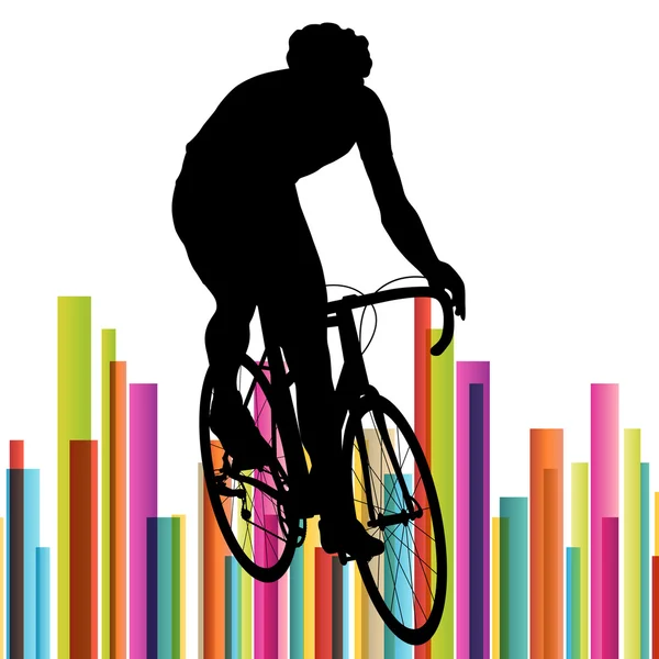 Fietser in actie vector abstracte achtergrond afbeelding colorf — Stockvector