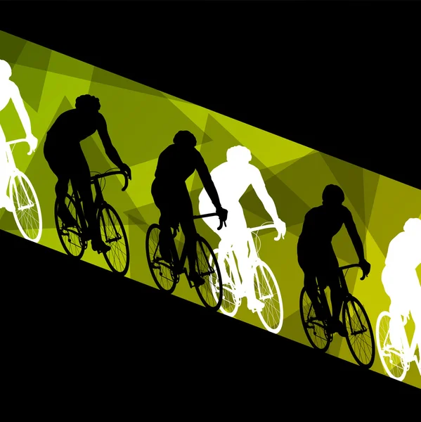 Actieve mannen fietsers fiets renners in abstracte sport landschap b — Stockvector