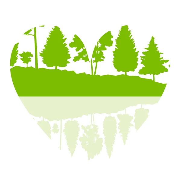 森林緑ベクトルの背景抽象エコロジー概念心 sh — ストックベクタ