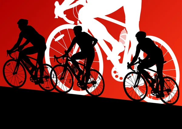 Hombres ciclistas activos ciclistas en abstracto deporte paisaje b — Archivo Imágenes Vectoriales