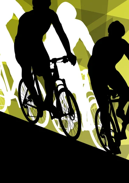 Uomini attivi ciclisti ciclisti in astratto paesaggio sportivo b — Vettoriale Stock