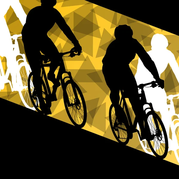 Actieve mannen fietsers fiets renners in abstracte sport landschap b — Stockvector