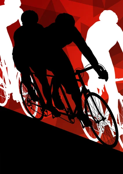 Hombres ciclistas activos ciclistas en abstracto deporte paisaje b — Archivo Imágenes Vectoriales