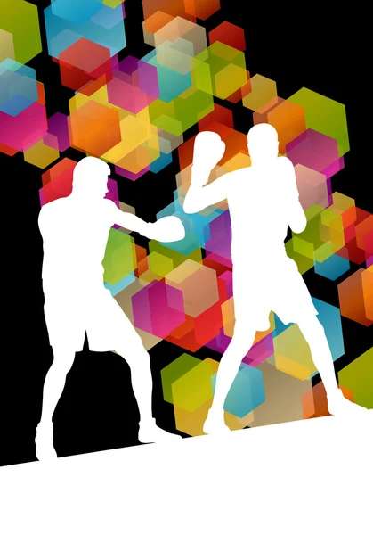 Boxing men in abstract vector concept background — Stock Vector