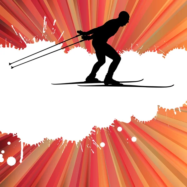 Cross country ski man vector background concept — Vetor de Stock