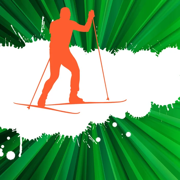 Cross country skiing man vector background concept — Stock Vector