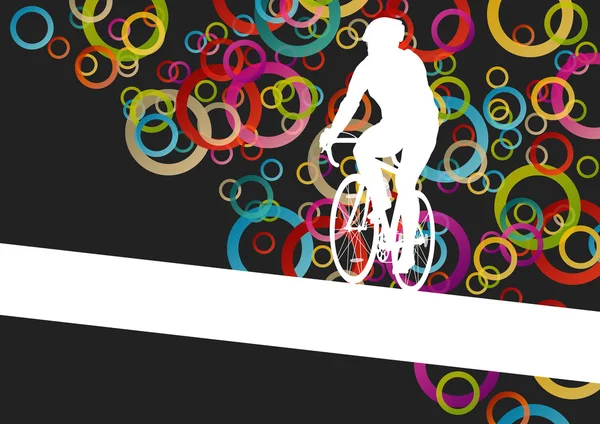 ผู้ชายที่กระตือรือร้นขี่จักรยานขี่จักรยานในแนวนอนกีฬาภูมิทัศน์ b — ภาพเวกเตอร์สต็อก