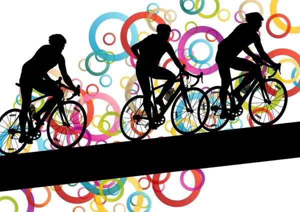 Active men cyclists bicycle riders in abstract sport landscape b — Stock Vector