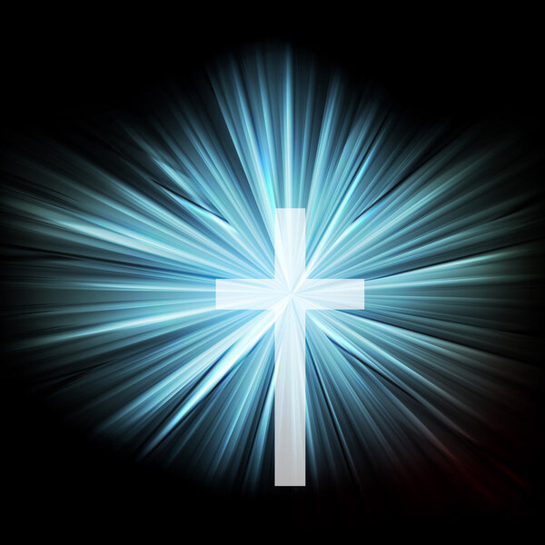 Крест с ярким всплеском на темном фоне вектора абстрактного Chr
