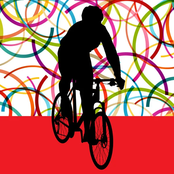 Cyclist in action vector abstract background illustration colorf — Stock Vector