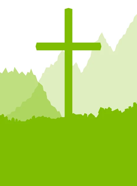 Grün kreuz landschaft ökologie hintergrund vektor abstrakt christi — Stockvektor