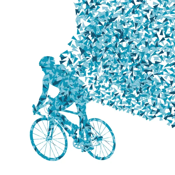 Cyclistes cavalier gagnant vecteur arrière-plan concept fait de fragment — Image vectorielle