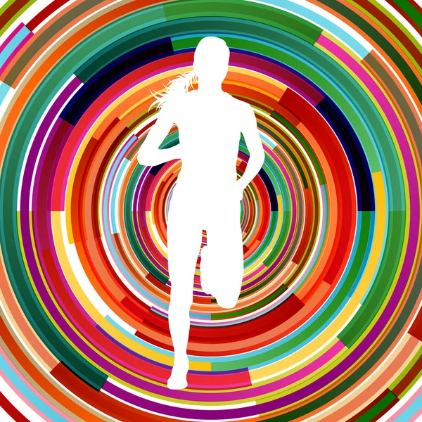 Runner vrouw silhouet over abstracte achtergrond vector concept — Stockvector