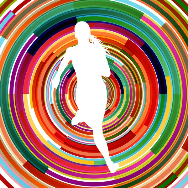 Runner mujer silueta sobre el concepto abstracto vector de fondo — Archivo Imágenes Vectoriales