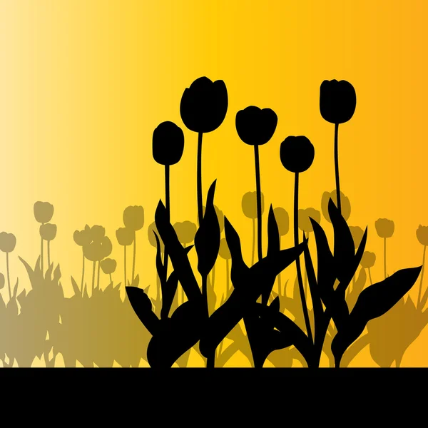 Campo tulipanes vector fondo naranja concepto abstracto — Archivo Imágenes Vectoriales