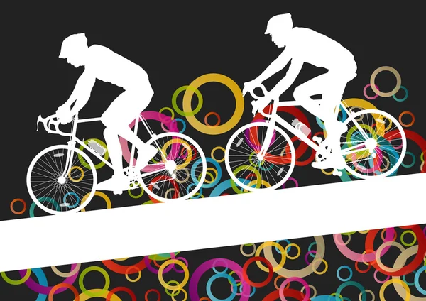 Homens ativos ciclistas ciclistas ciclistas em paisagem esportiva abstrata b — Vetor de Stock