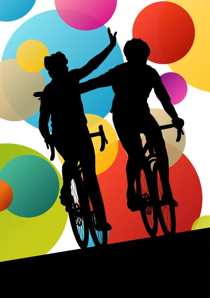 Активные велосипедисты-велогонщики в абстрактном спортивном ландшафте b — стоковый вектор
