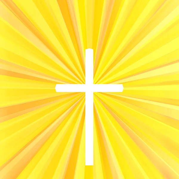 Cross med ljusa burst bakgrund vektor Sammanfattning kristendomen — Stock vektor