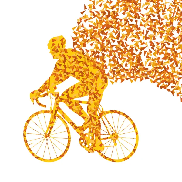 Cyclistes cavalier gagnant vecteur arrière-plan concept fait de fragment — Image vectorielle