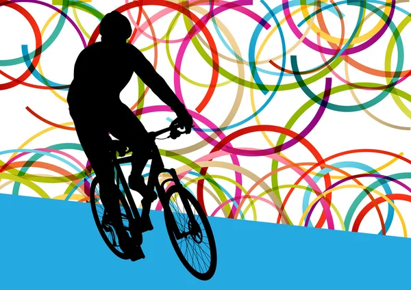 Cycliste en action vecteur abstrait fond illustration colorf — Image vectorielle