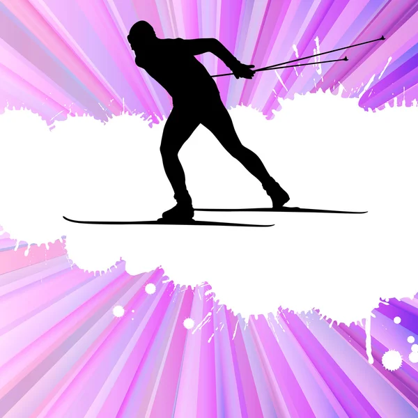 Cross country ski man vector background concept — Vetor de Stock