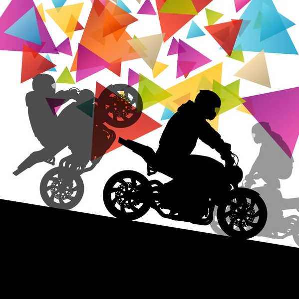 Motorcycle performance extreme stunt driver man and woman in abs Royalty Free Stock Illustrations