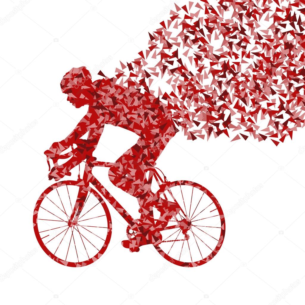 Cyclists rider winner vector background concept made of fragment