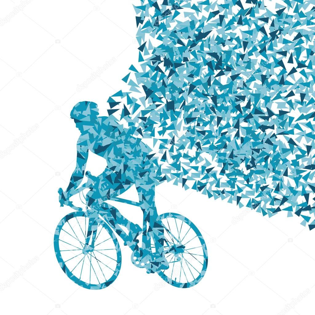 Cyclists rider winner vector background concept made of fragment