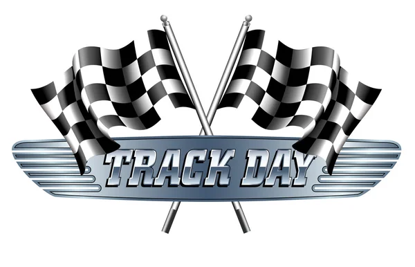 TRACK DAY Checkered, Chequered Banderas Motor Racing — Archivo Imágenes Vectoriales