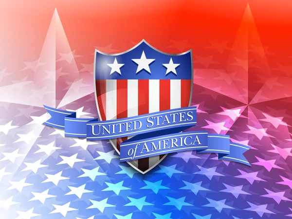 Estados Unidos de América Escudo en un fondo de estrellas — Vector de stock