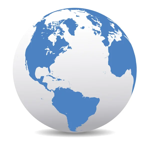 Kuzey ve Güney Amerika, Avrupa, Afrika küresel dünya — Stok Vektör