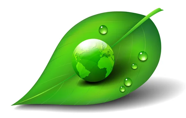 Символ "Зеленый мир Земли на листе" — стоковый вектор