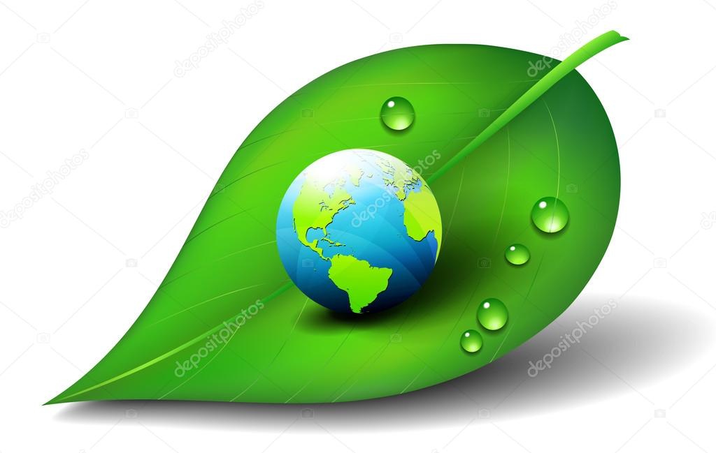 Earth on Leaf Icon Symbol