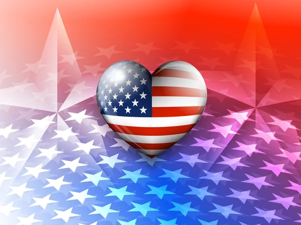 American Flag Heart and Stars America Background — Stock Vector