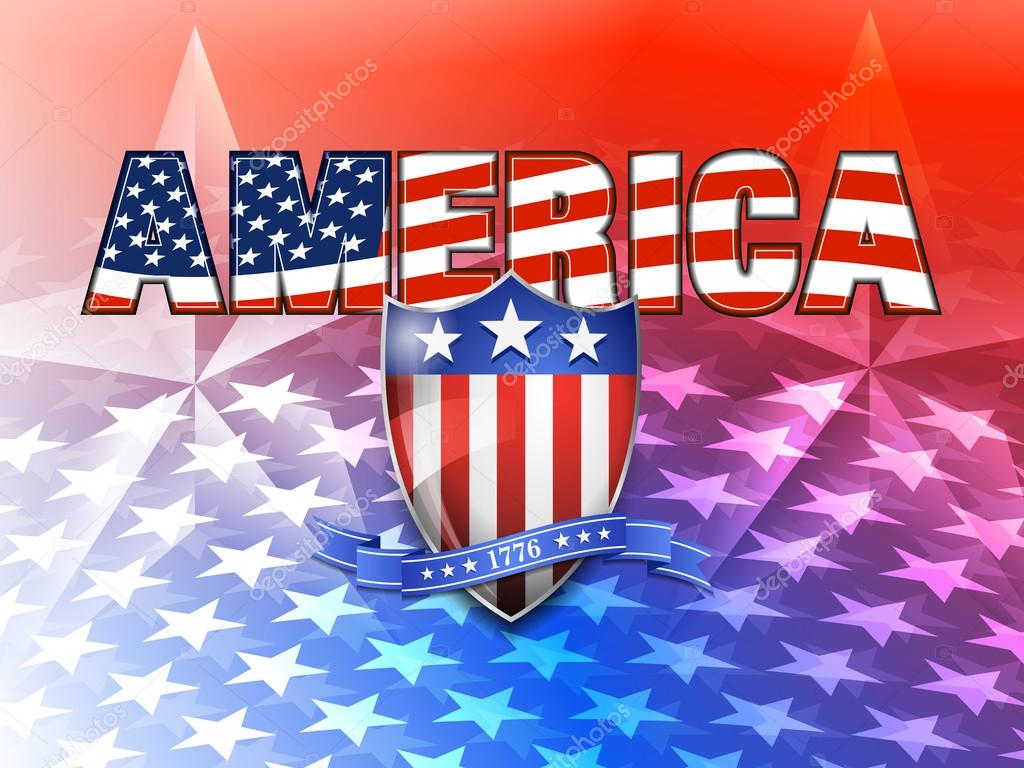 AMERICA American Flag and Shield Background