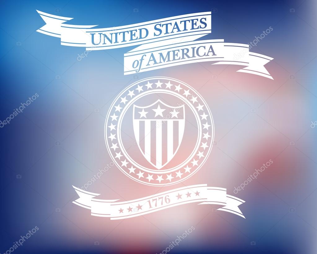 United States of America Scroll with Shield and Stars Background