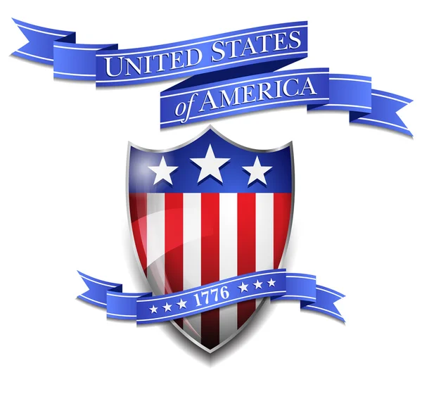 Escudo Americano y Rollo de los Estados Unidos de América — Vector de stock