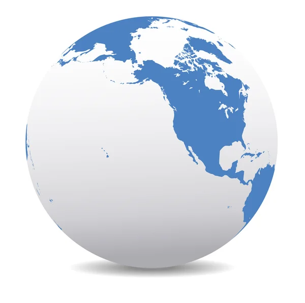 Kuzey Amerika, Kanada, Sibirya ve Hawaii küresel dünya — Stok Vektör