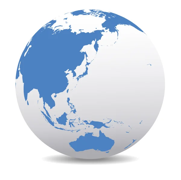 China, Japan, Maleisië, Thailand, Indonesië, Australië, Globe — Stockvector