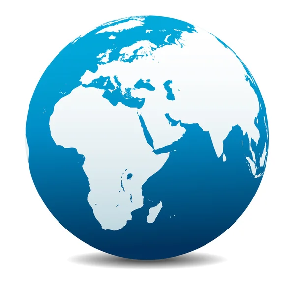 Afrika, het Midden-Oosten, Arabië en India Global World — Stockvector
