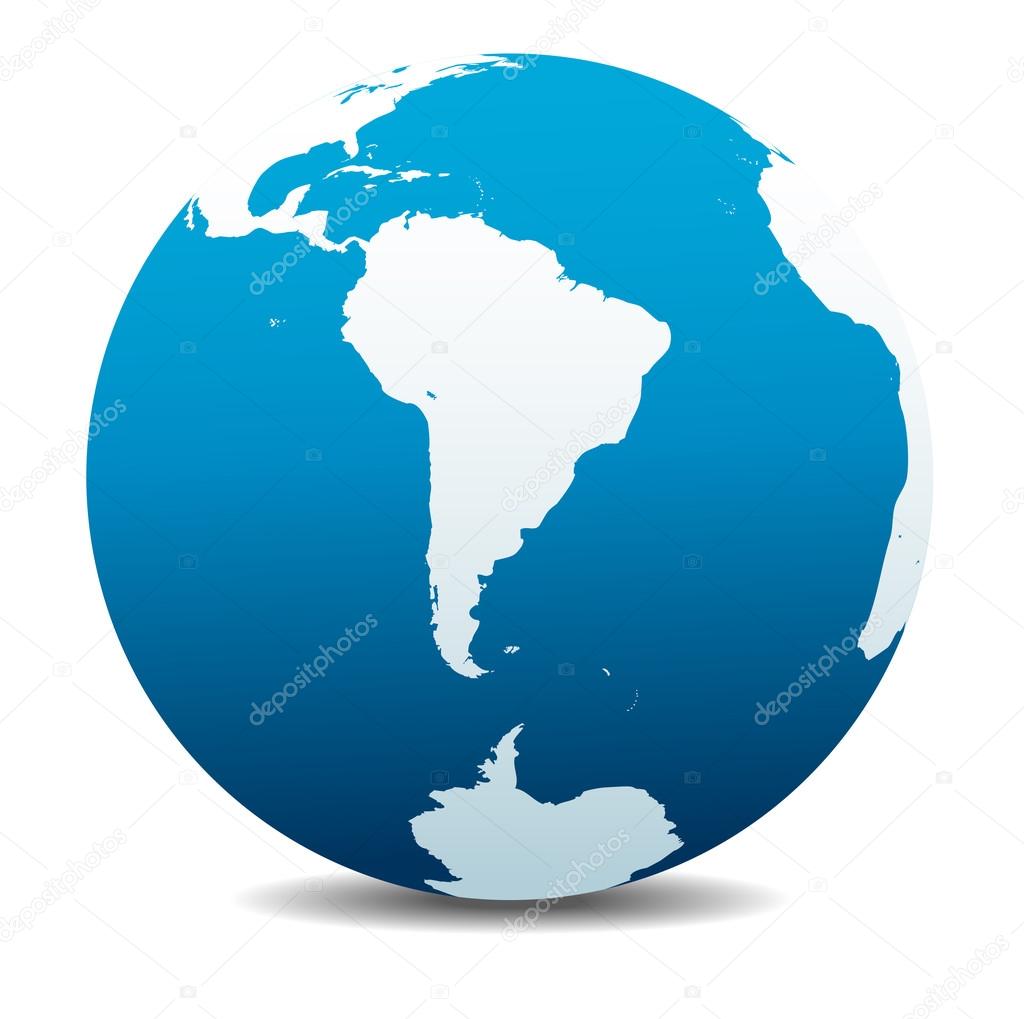 South America and South Pole Global World