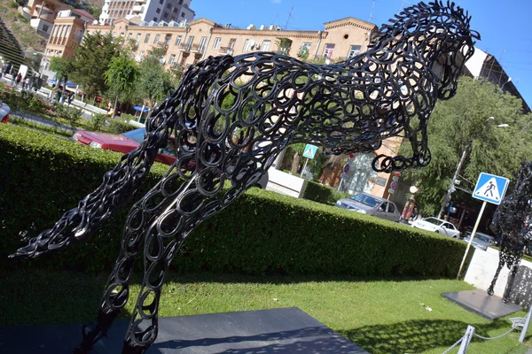 La statua di un cavallo di ferro di cavallo Fotografia Stock