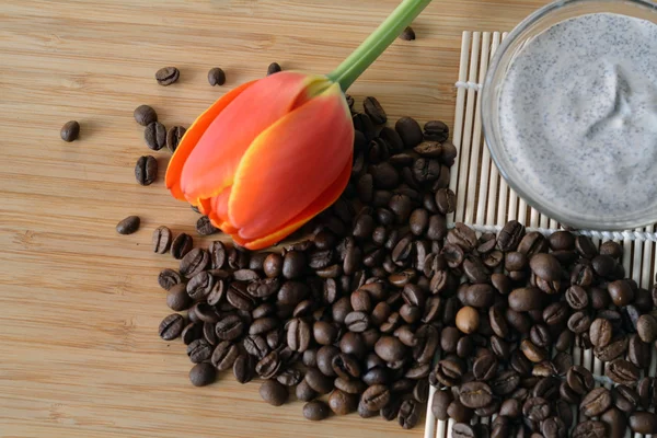 Fresh homemade creamy coffee scrub — Stock Photo, Image