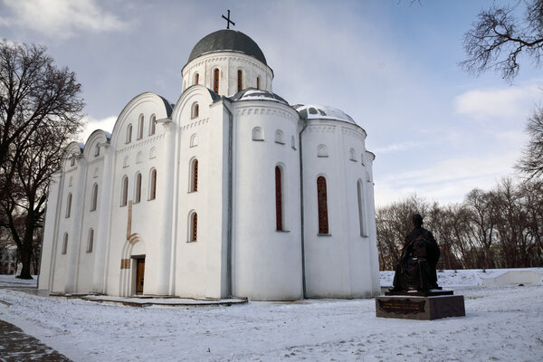 st. Boris and Gleb cathedral and a monument to Chernihiv prince
